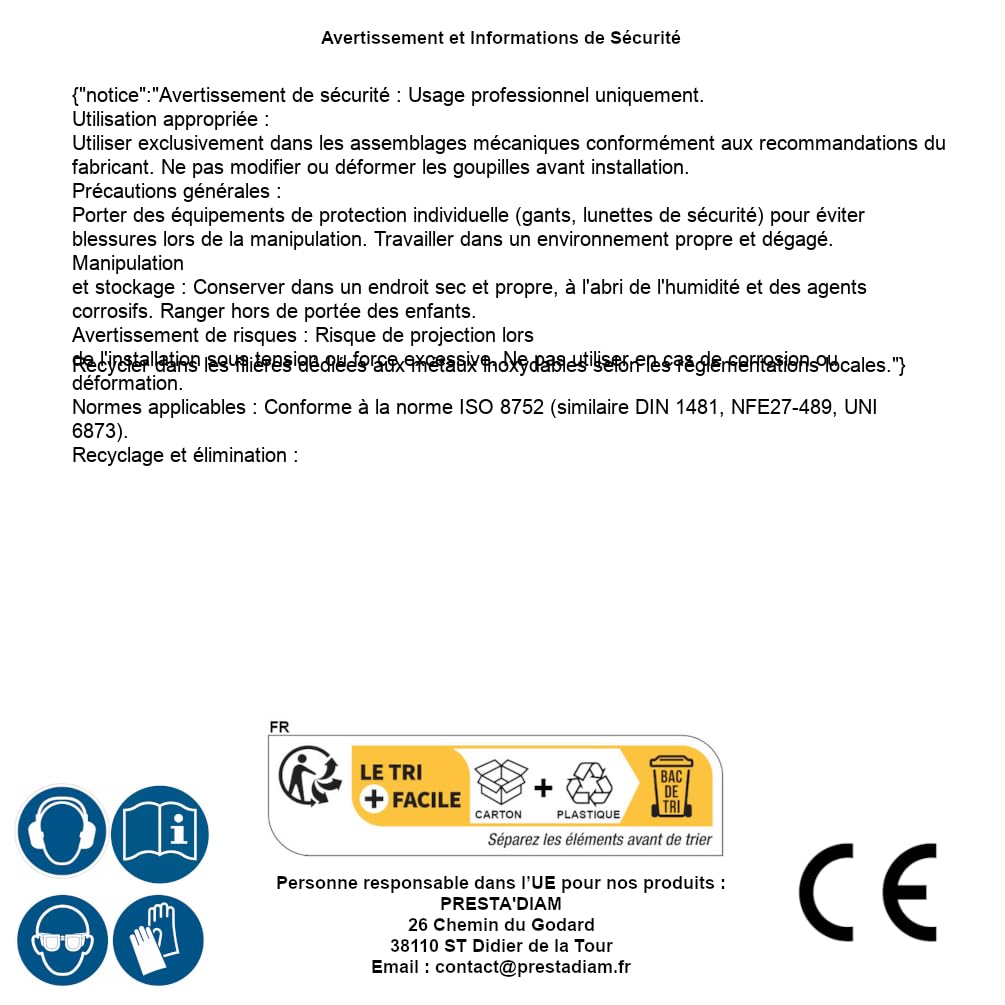 100 pasadores elásticos serie gruesa E 10 x 26 mm – ISO 8752 – DIN 1481 – NFE27-489 – UNI 6873 – Inox A1 – D-Work