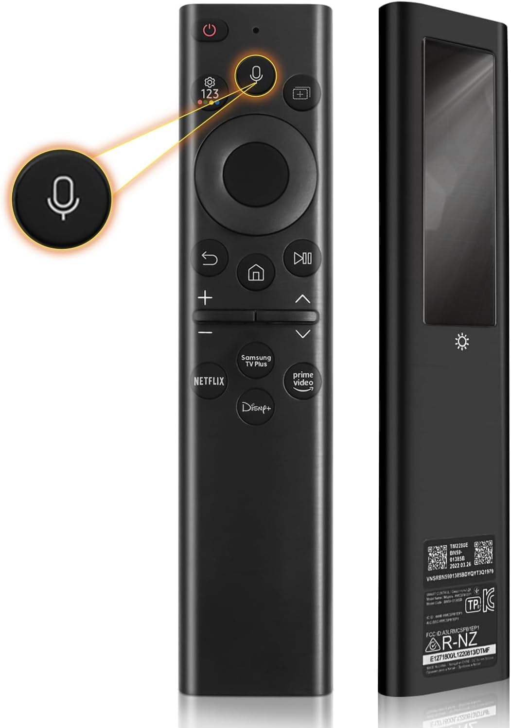 BN59-01357A BN59-01391A Solar Voice Remote Control for Samsung TV, Rechargeable Solar Power Replacement Remote, Fit for Samsung 2021-2023 Neo QLED, The Frame, 4K 8K Ultra HD Crystal UHD Smart TVs