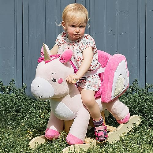 Labebe - Baby Rocking Horse, Ride Unicorn, Kid Ride On Toy For 6 Month-3 Year Old, Infant (Boy Girl) Plush Animal Rocker, Toddler/Child Stuffed Ride Toy (Pink) #TOP6
