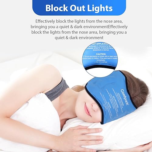 Miniatura 4 de Comfpack Bolsa de hielo para la cabeza para migraña y dolor de cabeza, con respaldo de felpa suave, máscara de gel refrescante para terapia fría y