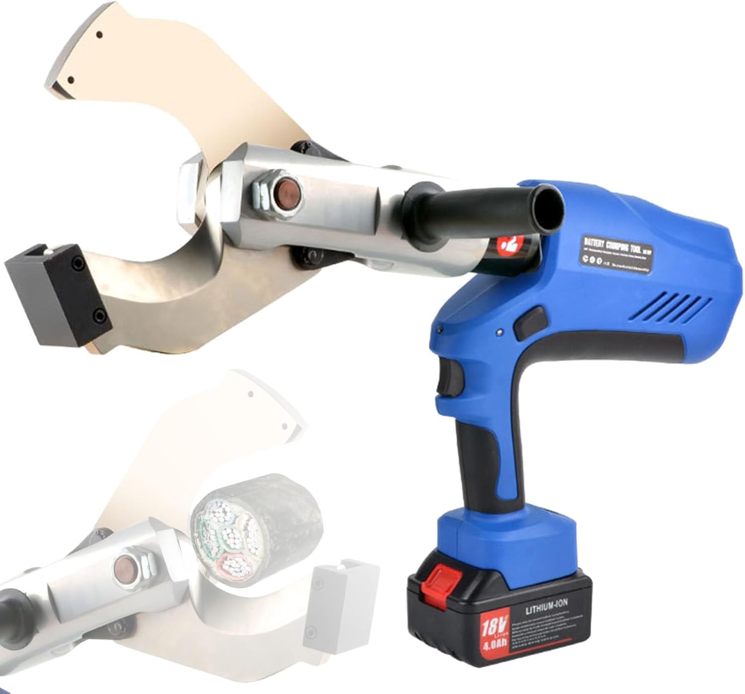 Cable Cutter Pliers with 18V 4.0Ah Lithium Battery,Led Work Light & Digital Display,Shows Cut Counts/Temperature/Battery Level,Cable Wire Cutter for Cu/Al & Armored Cables‌,EZ-120C