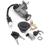 WALFRONT Ignition Switch Assembly Durable and Elegant Gas Ignition Key for Gas Scooter Gy6 Chinese Moped with 4-wire Harbor and 2 Key Adjustments