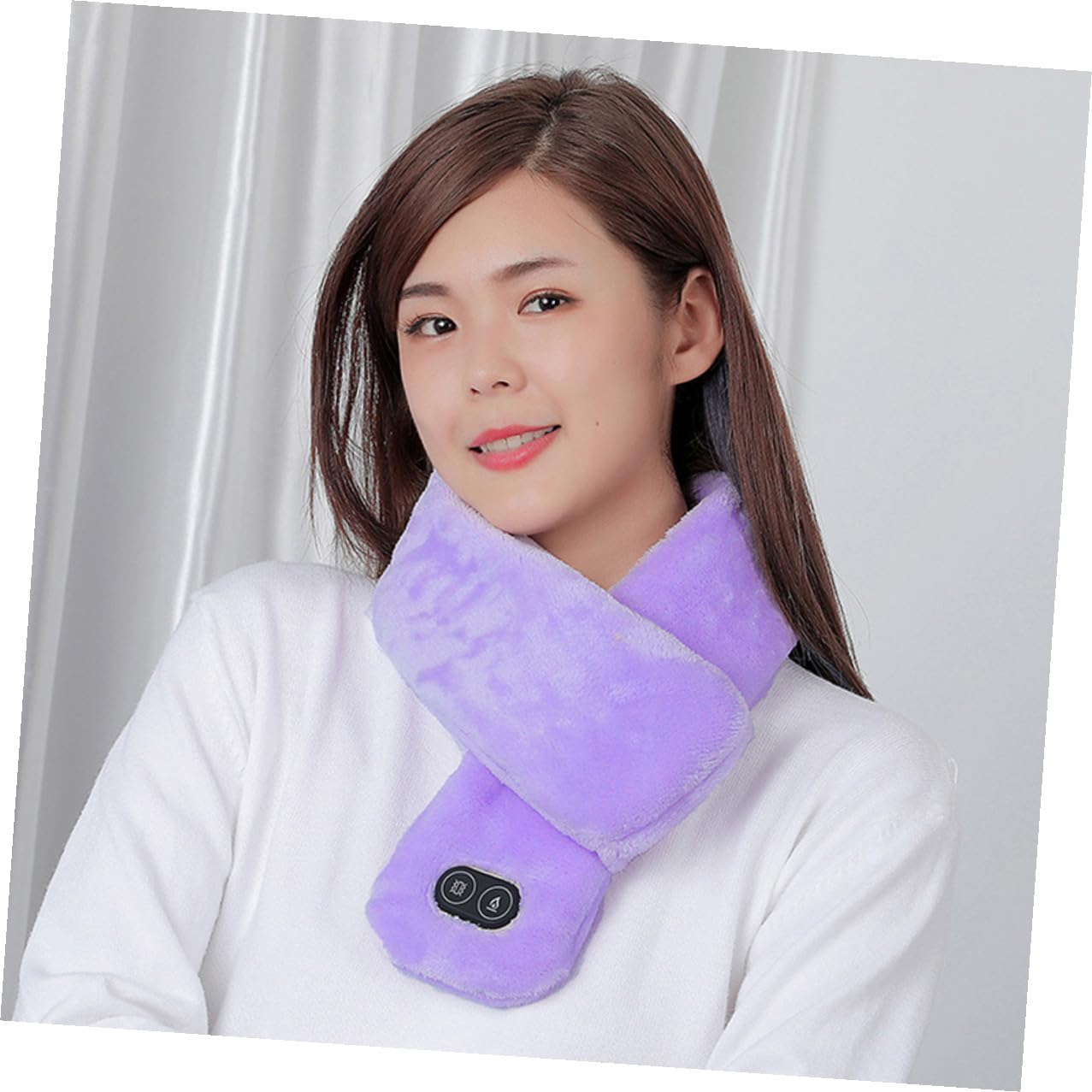 Abaodam Foulard Chauffant D'hiver Souple Violet, Écharpe Chaude pour Cyclisme et Activités Extérieures, Réglable 3 Niveaux de Température, Accessoire Hiver Confortable et Isolant