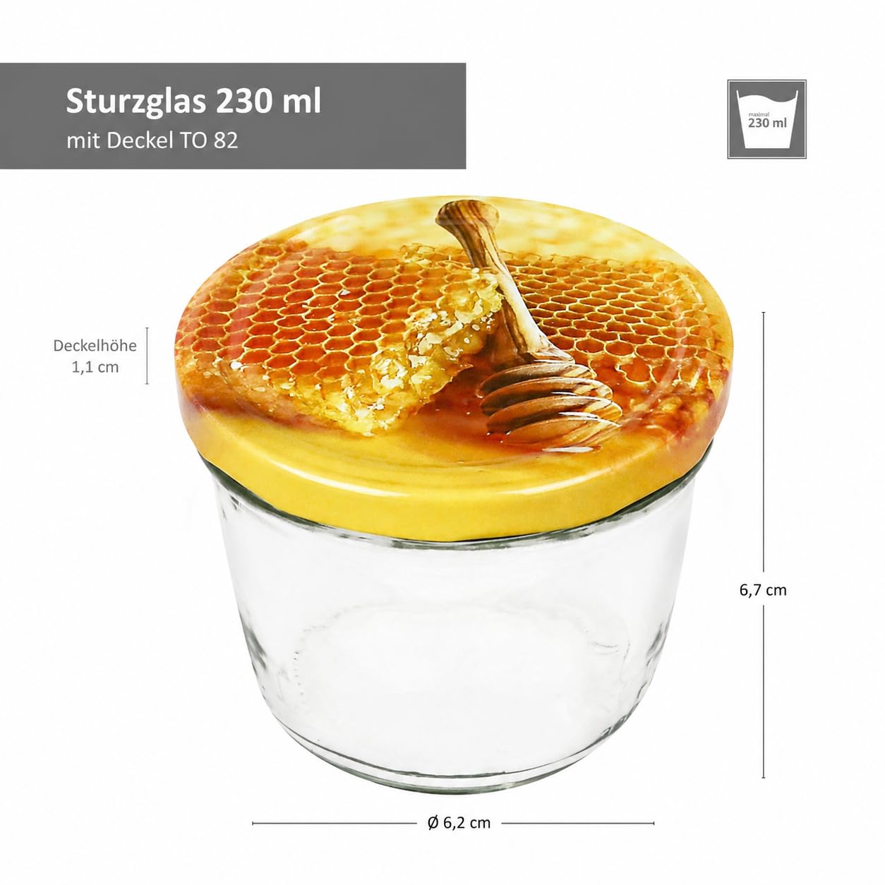 MamboCat 100er Set Sturzglas 230 ml Einmachglas Einweckglas Honigglas To 82 Carino Honigwabe Deckel incl. Diamant-Zucker Gelierzauber Rezeptheft