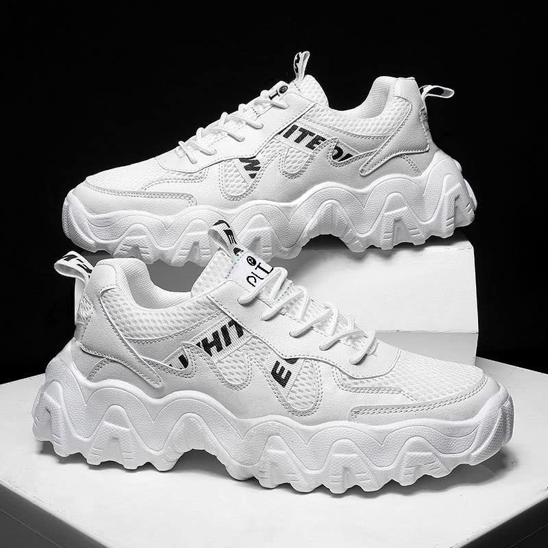 Image of PUTUL Running Sports Shoes for Men Comfortable Gym Sneakers Lightweight Athletic Running Shoes Workout Walking Comfortable Fashion Shoes - White