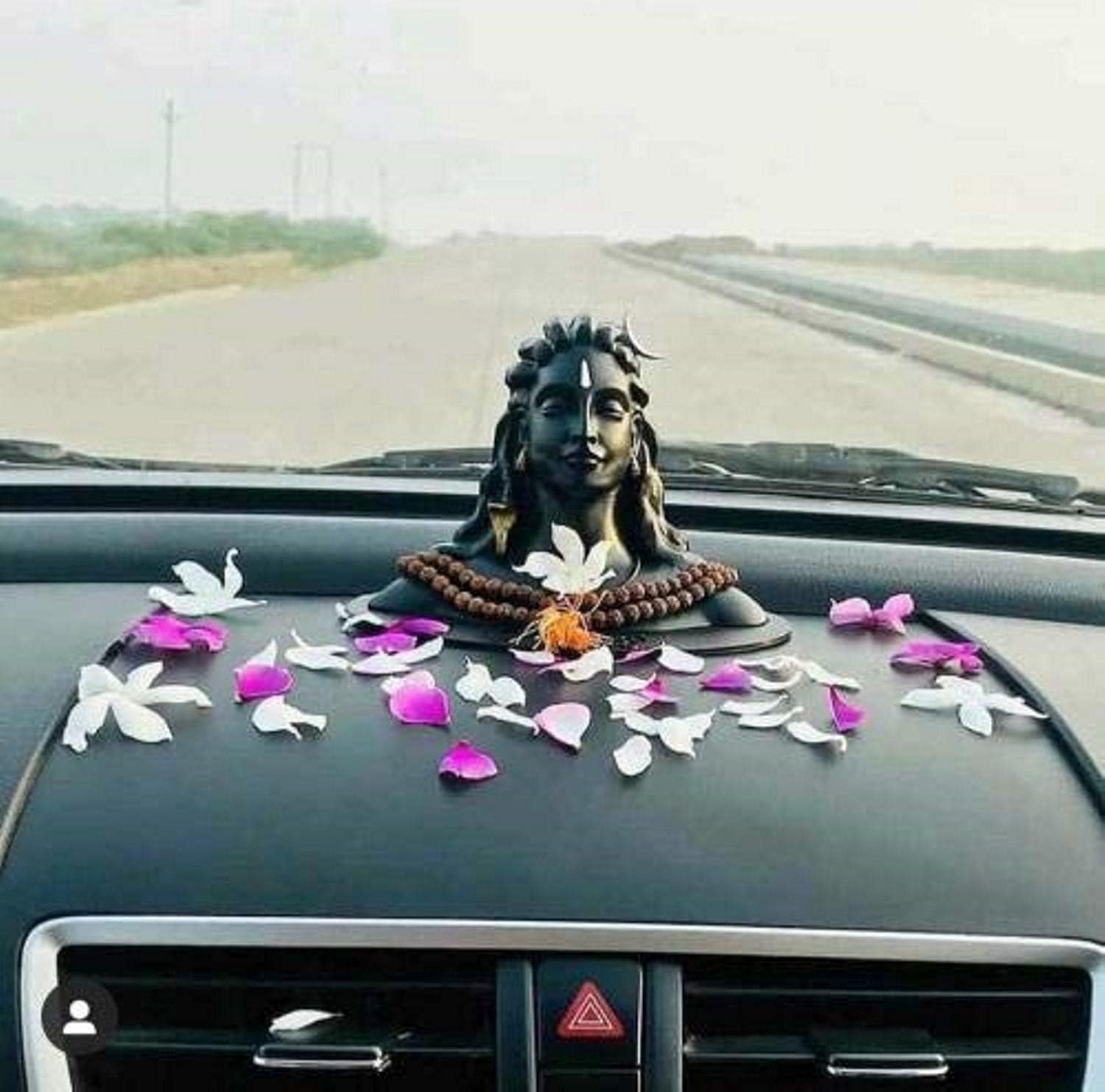 RJKART Polyresin Adiyogi Shiva Statue for Car Dashboard Mahadev Idol Figurine Statue Murti Showpiece for Good Luck Home Decorative Item Pooja & Gift- (Matte Black)