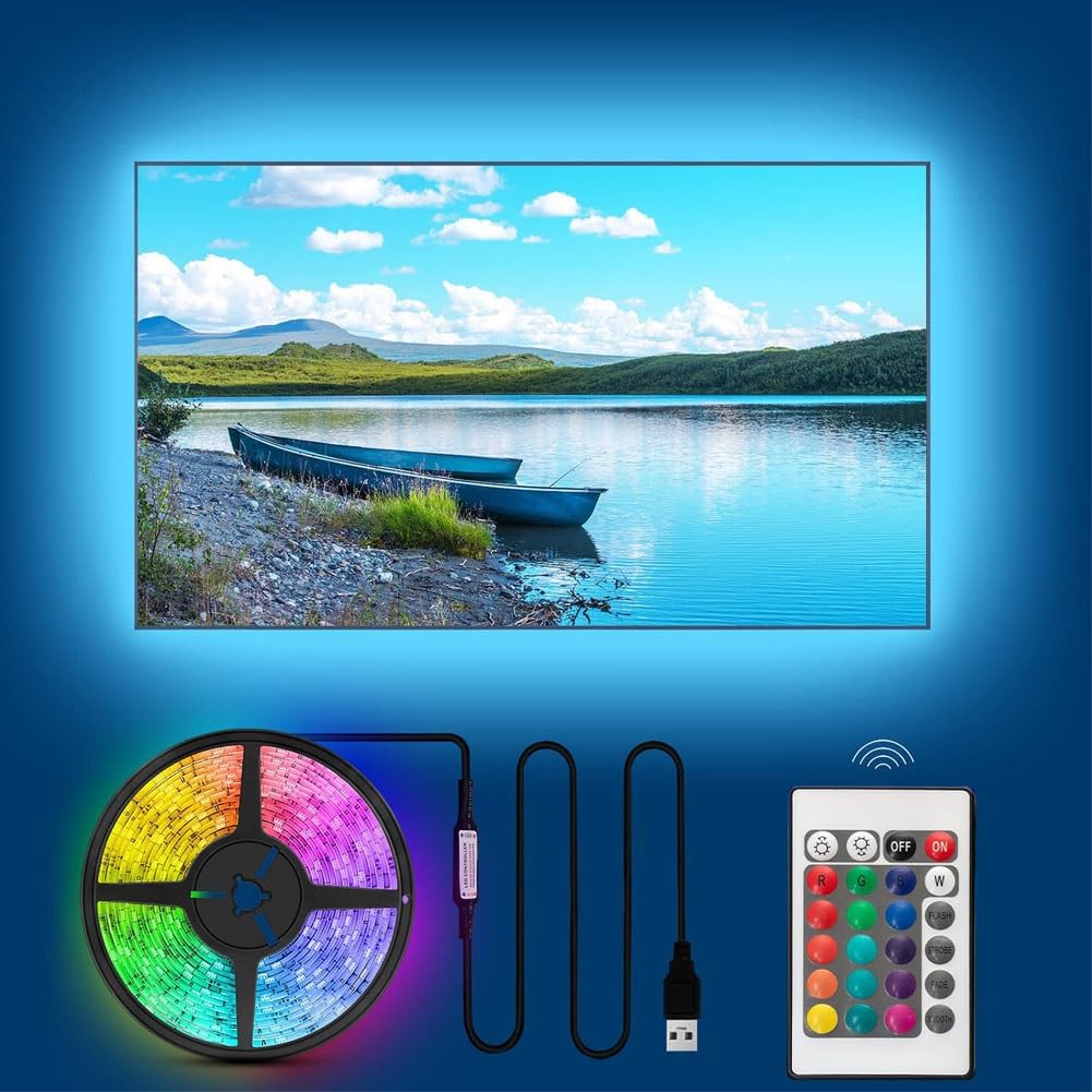 Barra de luz LED RGB para juegos, iluminación ambiental alimentada por USB para televisores y computadoras, control de aplicación Bluetooth, tira de retroiluminación de sincronización de música