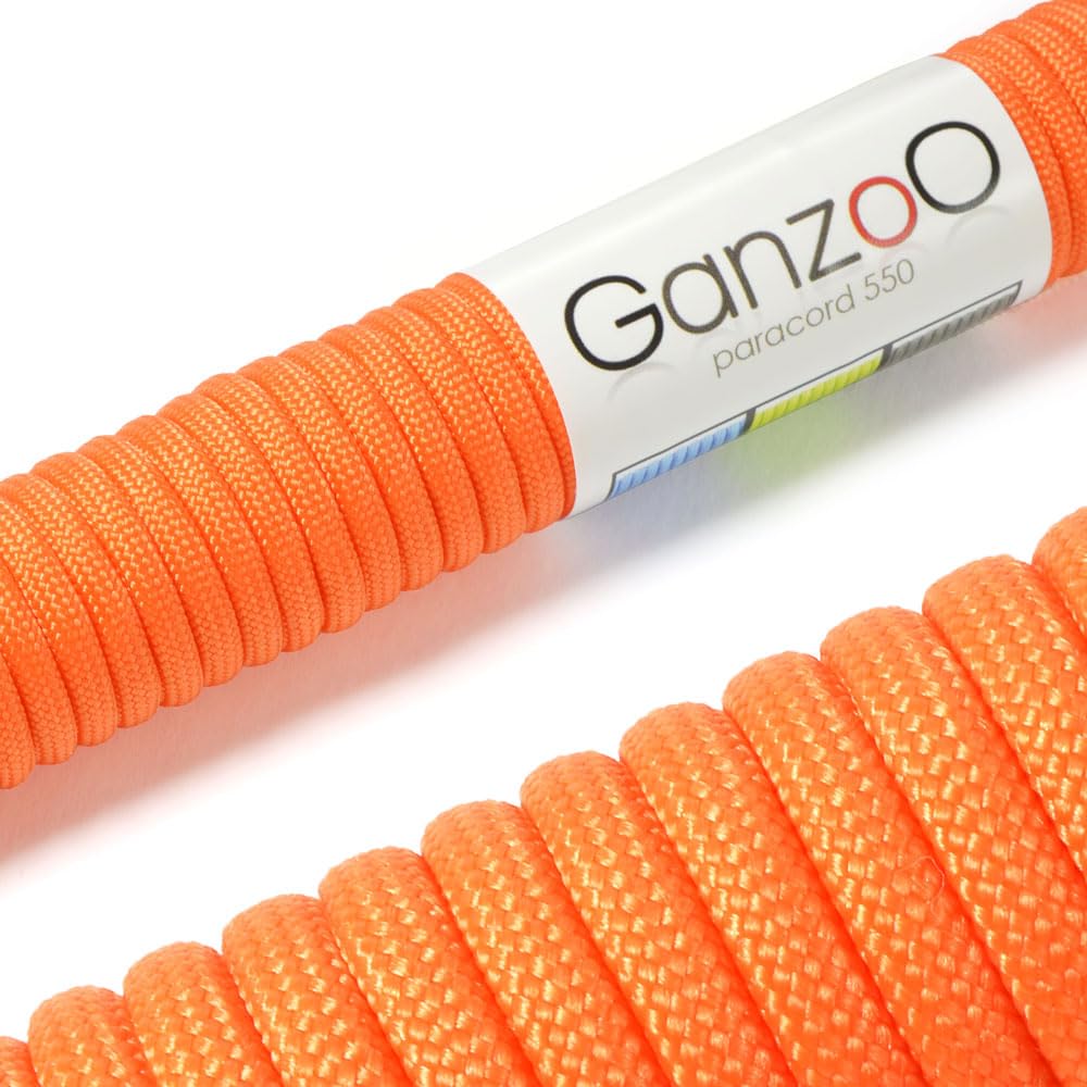 Ganzoo Paracord 550 Tipo 3, Cuerda 4 mm 100 m con 7 hebras Interiores, Funda poliéster/Nylon, para Outdoor Camping Supervivencia, rutas de Trekking, asegurar Tienda, Collar y Correa Perro, Oliva — view 60