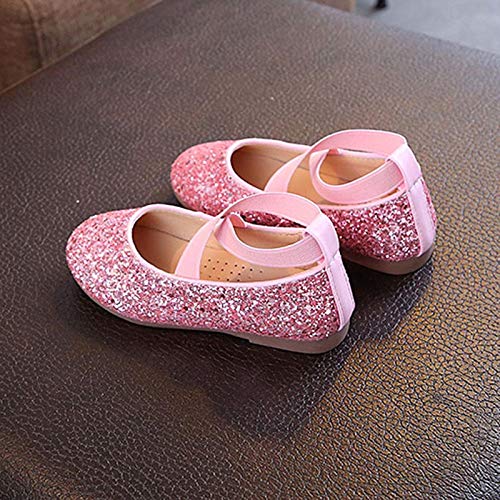 Infant Baby Shiny Sequins Loafers Summer Princess Party Bling Solid Color Dancing Shoes for Infant Girls (Pink, 12 Little Child)3