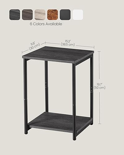 Miniatura 3 de VASAGLE Juego de 2 mesas auxiliares, mesa auxiliar pequeña, mesita de noche para sala de estar, dormitorio, oficina, baño, gris brumoso y negro
