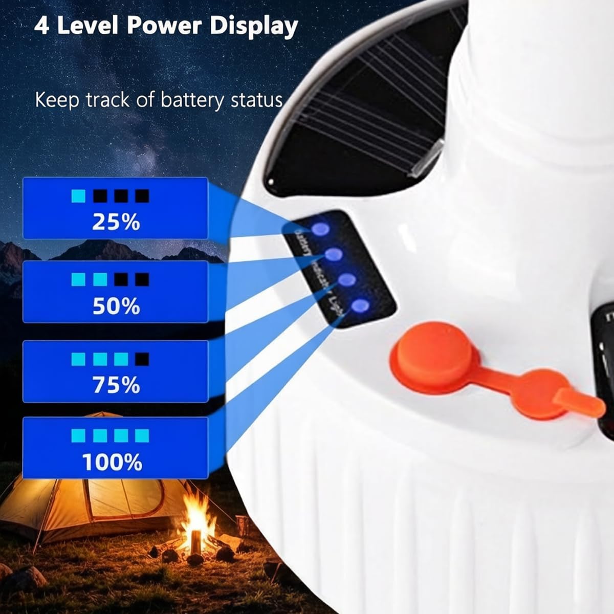 Lampada solare LED telecomando campeggio LED Blub tenda lanterna luci 5 modalità USB ricaricabile portatile gancio appeso all'aperto pesca emergenza cortile interruzione di corrente 3 pezzi