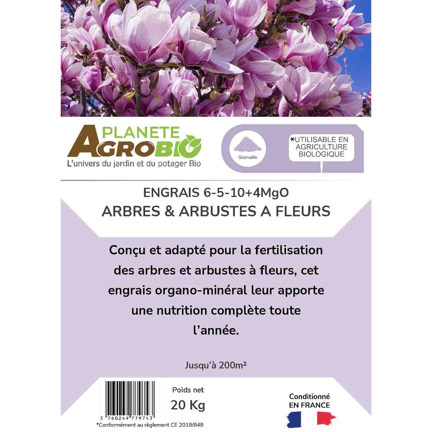 engrais micro granulés 6-5-10 arbres et arbustes 20 Kg