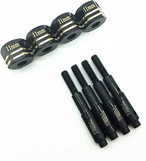 TREAL Brass Extended Wheel Hubs 11mm w Stub Axles (4pcs) for Redcat GEN8 V2 Upgades Accessories(Black)