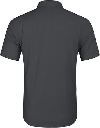 Miniatura 4 de COOFANDY Camisa guayabera cubana de algodón y lino para hombre, casual, manga corta, con botones, para verano y playa