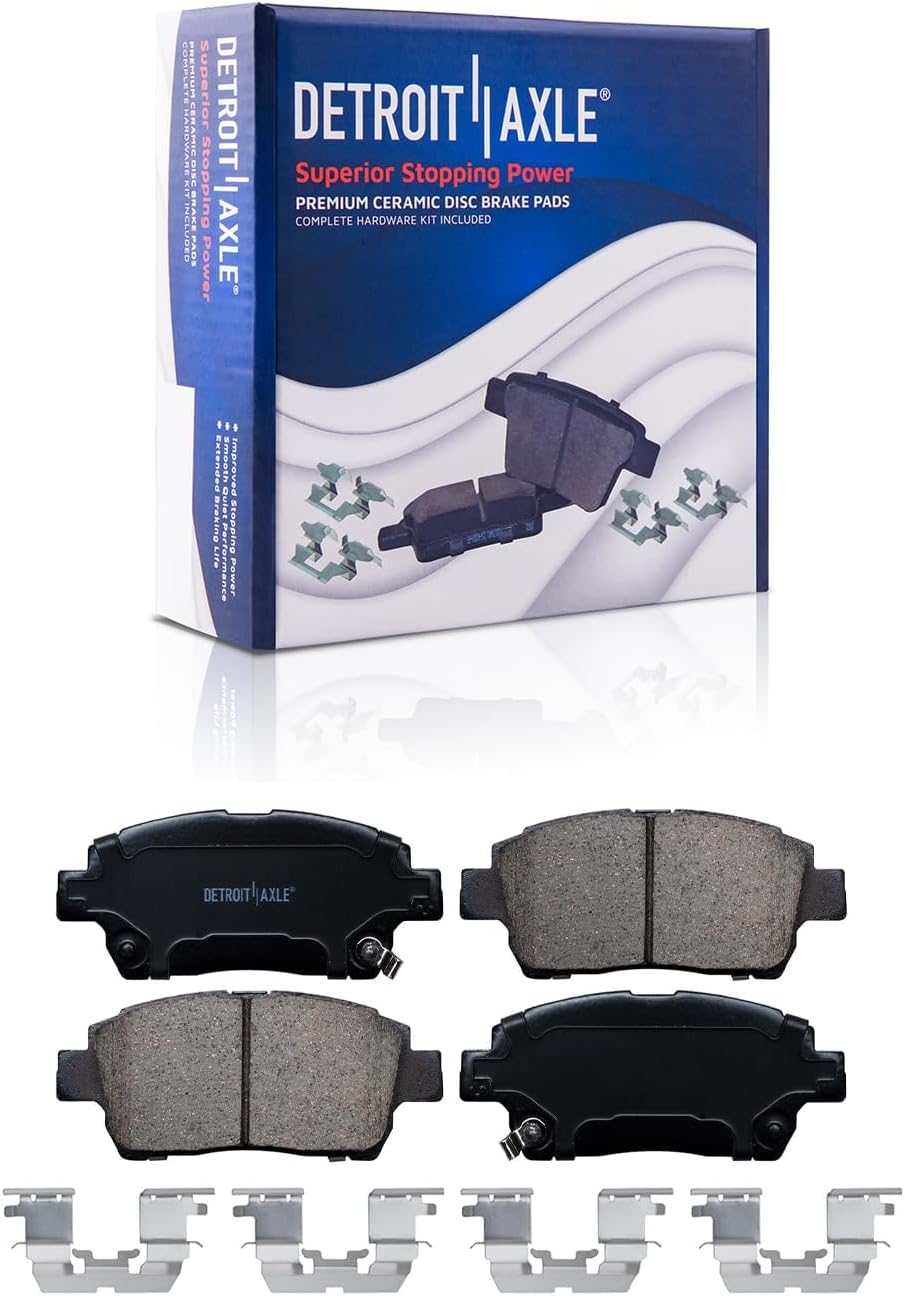 Detroit Axle - Front Brake Kit for 2004 2005 2006 Scion xA xB, Drilled and Slotted Disc Brake Rotors Ceramic Brakes Pads Replacement : 10.04" inch Rotor
