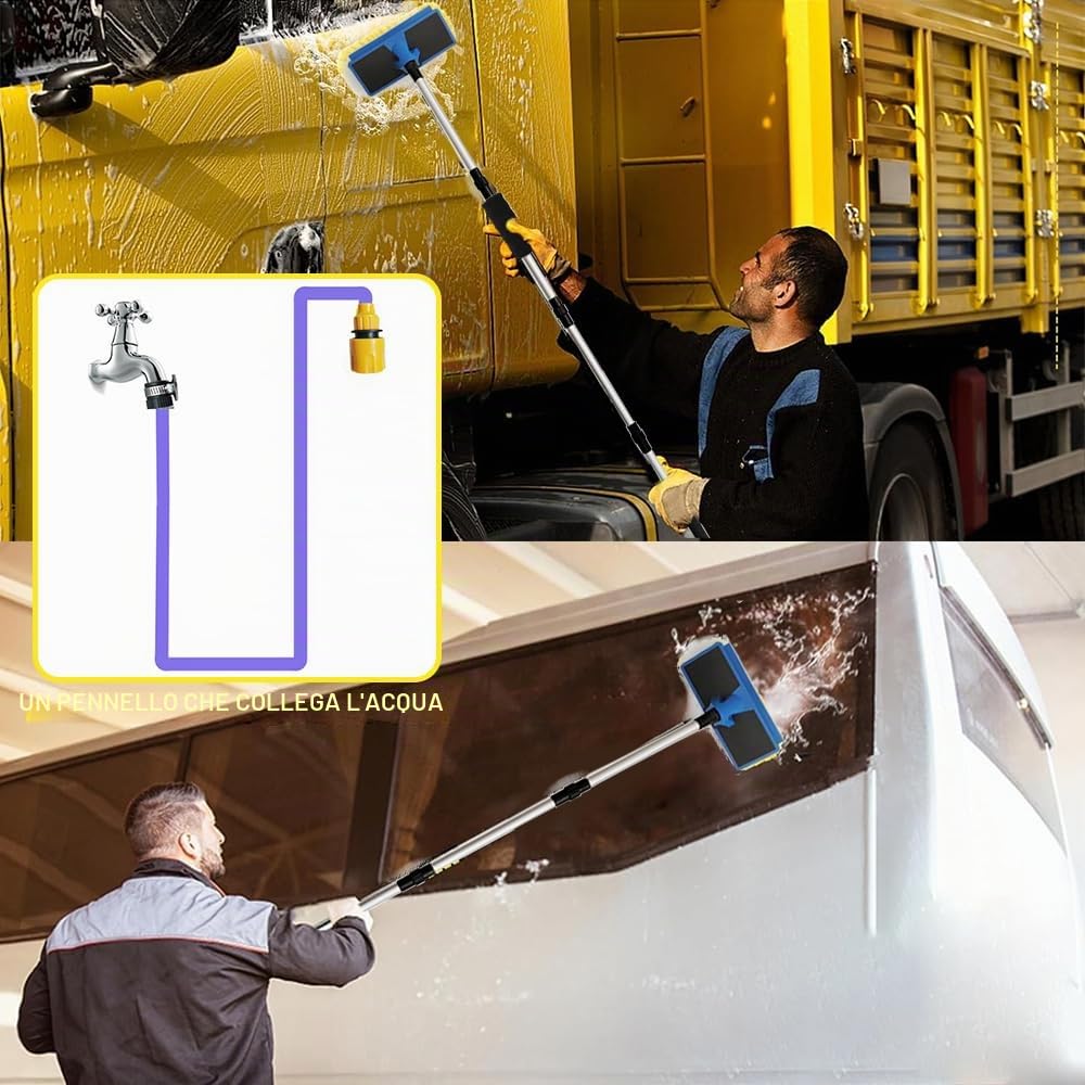 Spazzola Lavaggio Auto, Spazzolone Lavaggio Camper 168cm, Idrospazzola Per Lavaggio Camper, Spazzola Lavaggio Camion, Spazzolone Telescopico Per Lavaggio, per Caravan, Auto, Camion, Autobus, furgoni