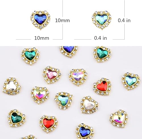 Miniatura 2 de 30 piezas de piedras preciosas con forma de corazón brillante, decoración de uñas, decoración de uñas, decoración de salón de manicura, ornamento de