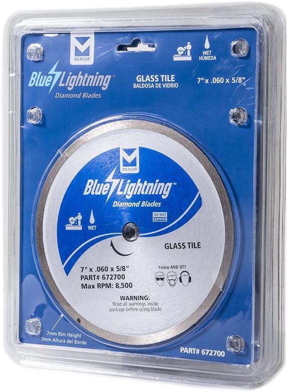 Mercer Industries 672700 Diamond Blade for Glass Tile, 7" x .060 x 5/8"