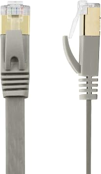 Buhbo 6 inch 0.5 ft CAT7 Flat Ethernet Cable Shielded STP Network Snagless Cable RJ45 Cat 7 5-Pack Gray
