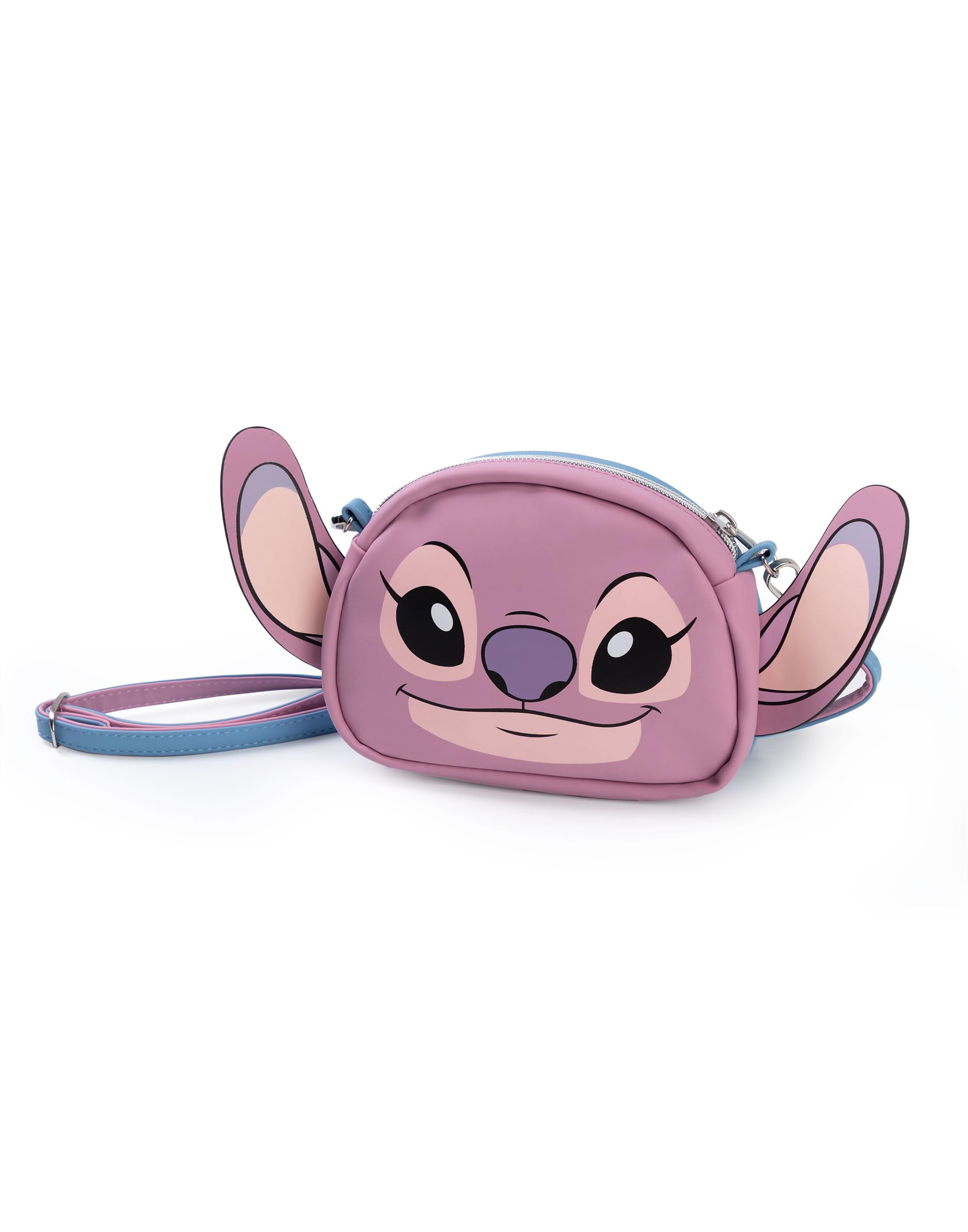 Disney Lilo & Stitch doppelseitige Umhängetasche, blaue Stich- und Engelfiguren-Handtasche, verstellbarer Riemen, kleine Tragetasche, Filmartikel für Kinder