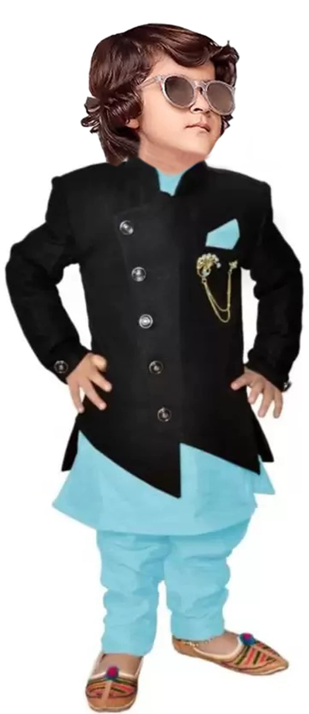 GREAT BEAR Boys Festive & Party, Ethnic Kurta, Waistcoat and Pyjama Set