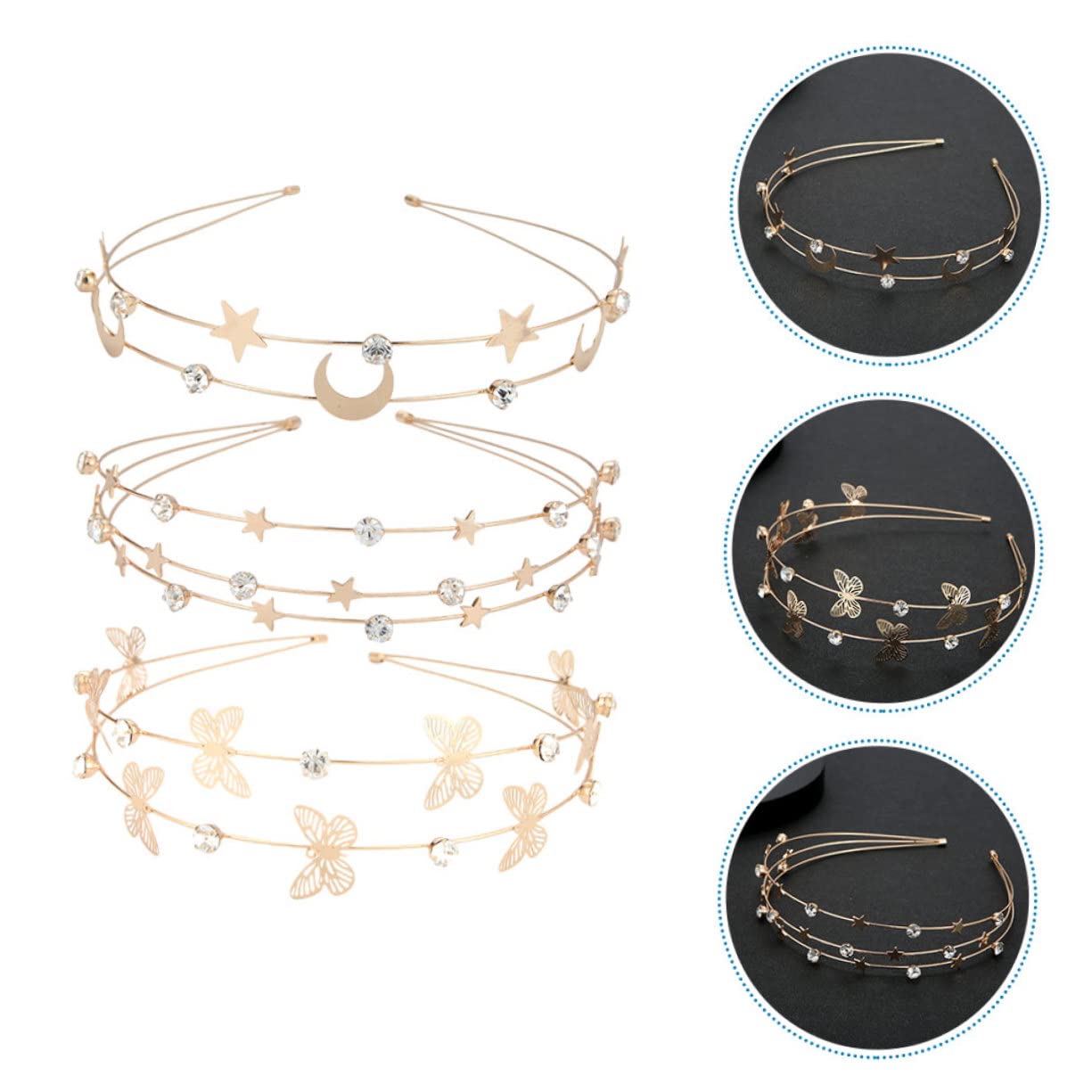 minkissy 12pezzi Fasce Per Cristallo Multistrato Stelle e Per Decorazioni Femminili Accessori Eleganti Per Donne e Ragazze Per Eventi e Cerimonie