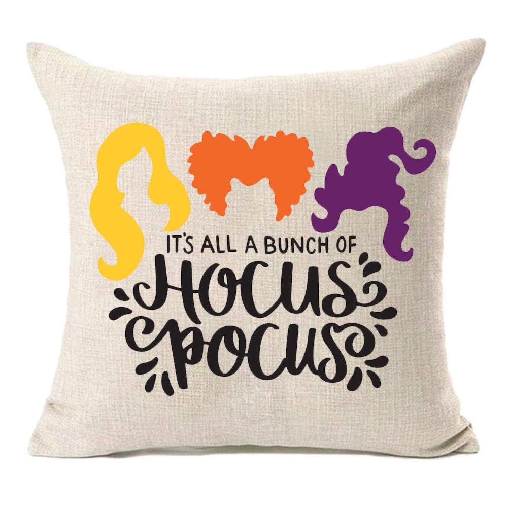 MFGNEH It's All A Bunch of Hocus Pocus Halloween Pillow Covers 18x18 Inch,Halloween Decorations Sanderson Sisters Throw Pillow Cover Cushion Case,Fall Decor