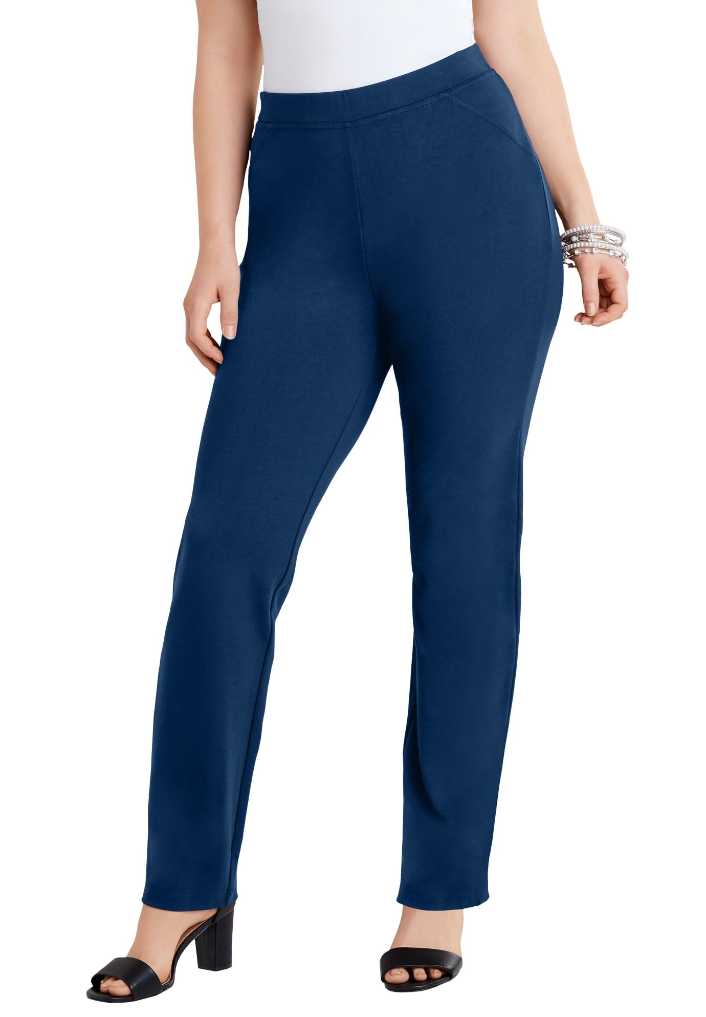Roamans Womens Plus Size Straight Leg Ultimate Ponte Pant