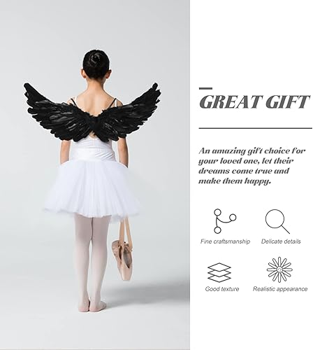 Miniatura 8 de Decoración de Halloween, alas de ángel negras, alas de águila emplumadas con correas elásticas, disfraz de pájaro de Halloween, alas de ángel