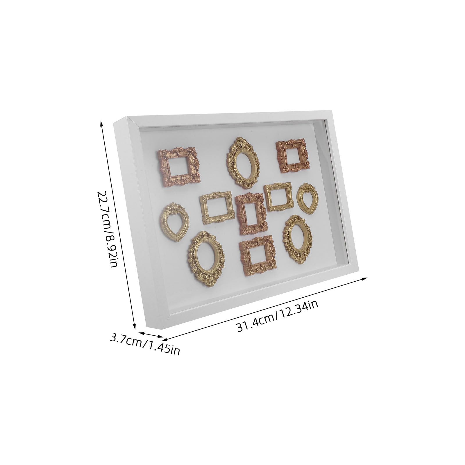 1 zestaw DIY: Ramka na zdjęcia muzealne - Pudełko DIY w miniaturowej złotej ramce z ramką w kształcie sylwetki - Zestaw pudełek z cieniem, dekoracja ścienna, prezent walentynkowy dla niej i