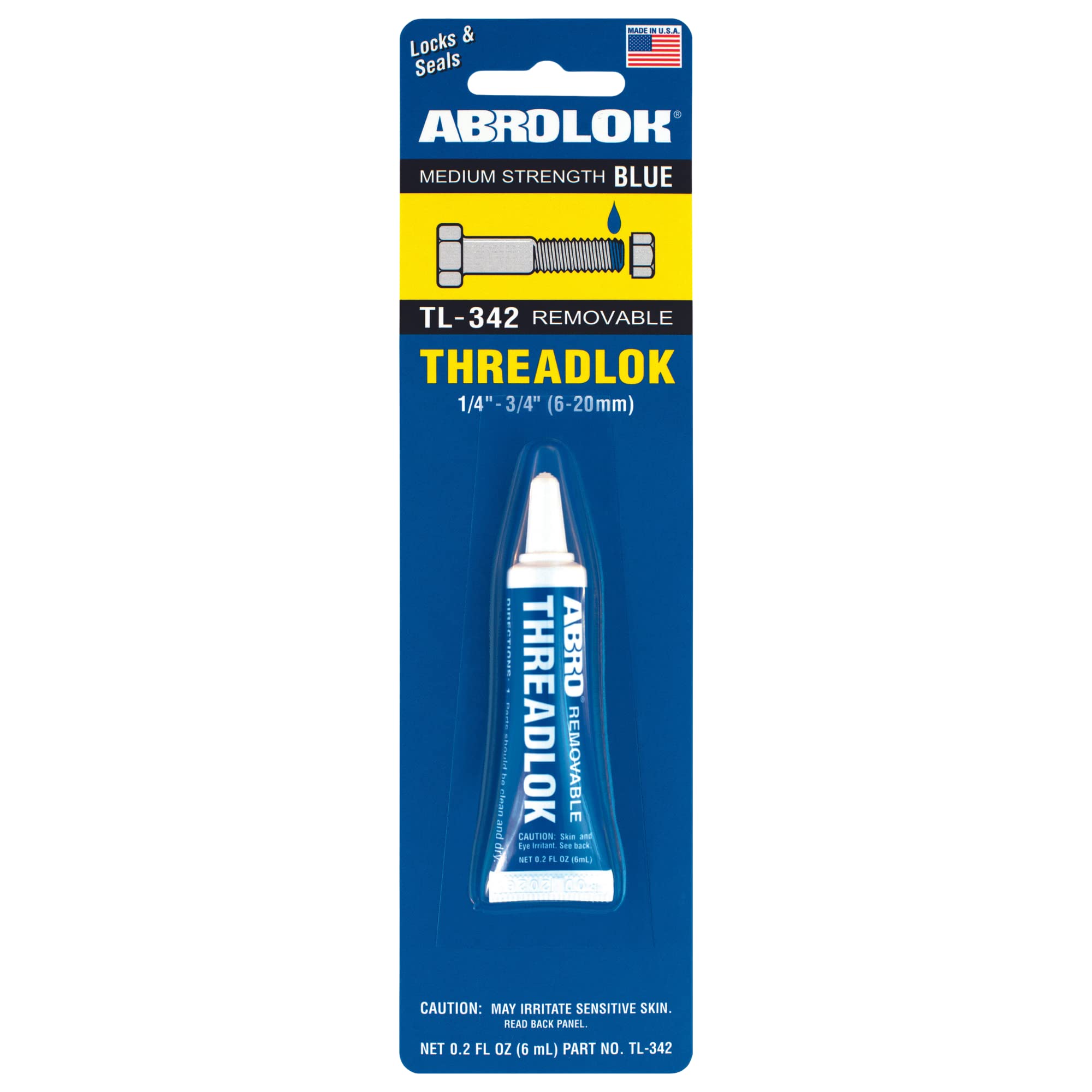 ABRO Threadlok Medium Strength Blue Removable, Versatile Thread Locker Sealant, Temperature-Resistant, Removable Thread Locker for Metal Fasteners, Long-Lasting Bond, Threadlocker Blue