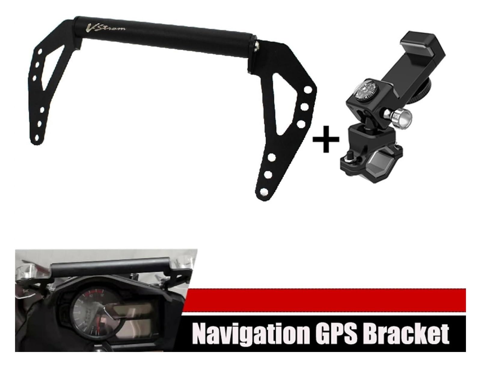 Supporto Per Smartphone/GPS Per Suzuki V-Strom DL 1000 2017-2019 - Staffa In Alluminio Per Navigazione Moto