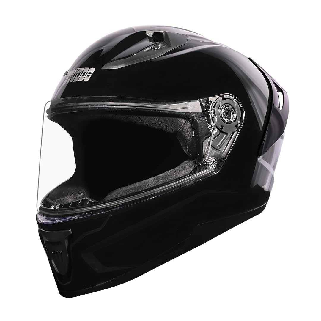 Studds Raider Super ISI Certified Full Face Helmet with Spoiler and Clear Visor (Black - L)