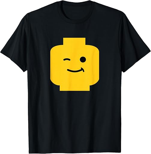 Minifig Brick Tees Winking Winky Face Minifig Brick Toy T-Shirt T-Shirt