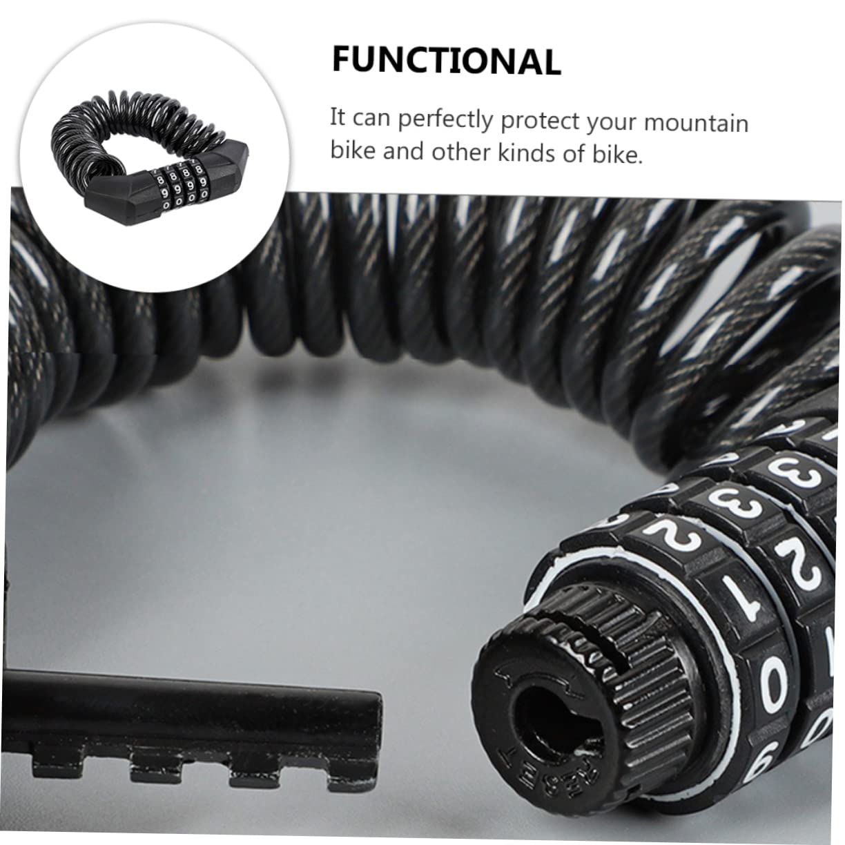 BCOATH 1Pc Durable Bike Lock Lightweight Portable Coded Lock for Mountain Bikes Electric Bikes and Helmets Sturdy Theft Security for Cyclists