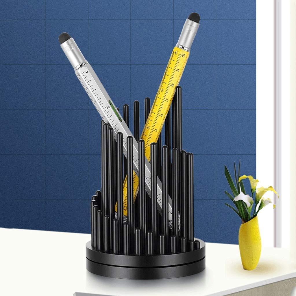 Portapenne in Metallo portapenne, portapenne Girevole Rotondo in Lega di Alluminio, Scatola portaoggetti da scrivania Creativa e Personalizzata (Argento)