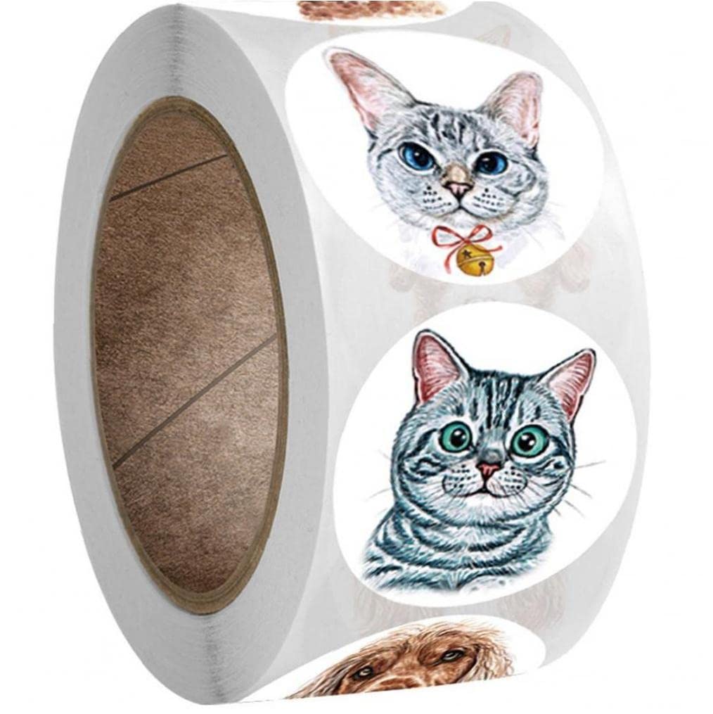Tossper 500 Pcs/Roll Cute Cat Sticker, Teacher Reward Sticker Fun Cat Motivational Stickers
