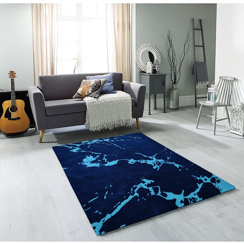 Image of Embossed Handmade GH Wool Thick Geometrical Carpet is a Stylish and Practical Addition to Any Living Room 6X9