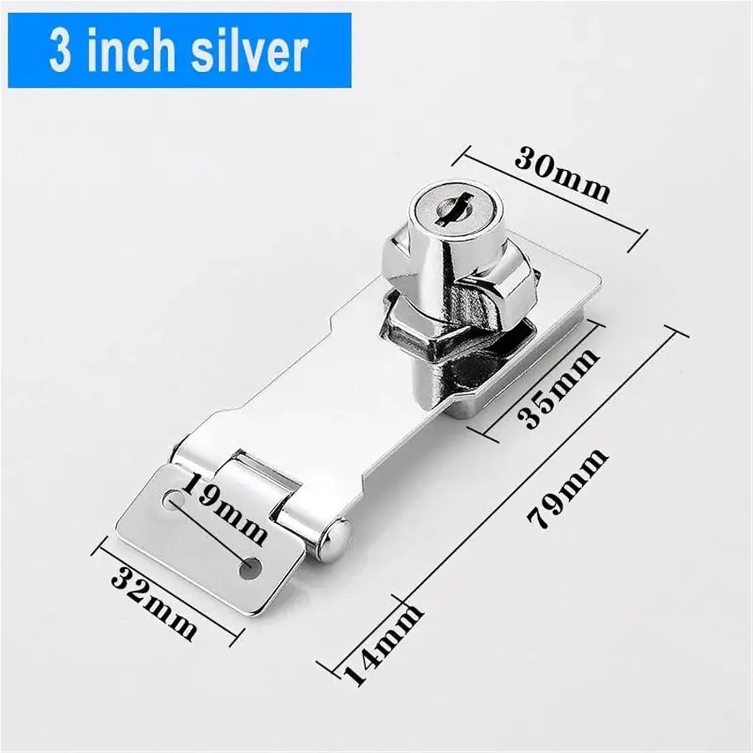 Drawer Locks with Keys 2pcs Keyed Hasp Locks Cabinet with Keys Twist Knob Locking for Drawer Cabinets(Silver)