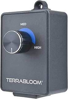 TerraBloom Fan Speed Controller For Booster Inline Exhaust and Duct Fans. Blower Airflow and Motor Speed Adjuster. Rated For Up To 350W. Continuous Dial Rheostat Control