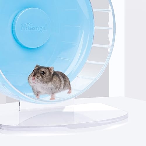 Vista 126 de Niteangel - Ruedas de ejercicio supersilenciosas para hámster, con soporte ajustable, para ratones, jerbos u otros animales pequeños Rosado