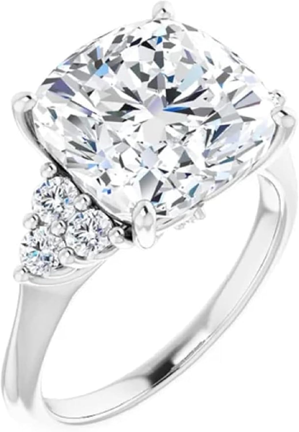 Cushion Brilliant Cut 4CT-8CT, VVS1 Colorless Moissanite Anniversary Ring For Her, Solitaire Halo-Setting Accented Promise Vintage Antique Silver Ring for Women