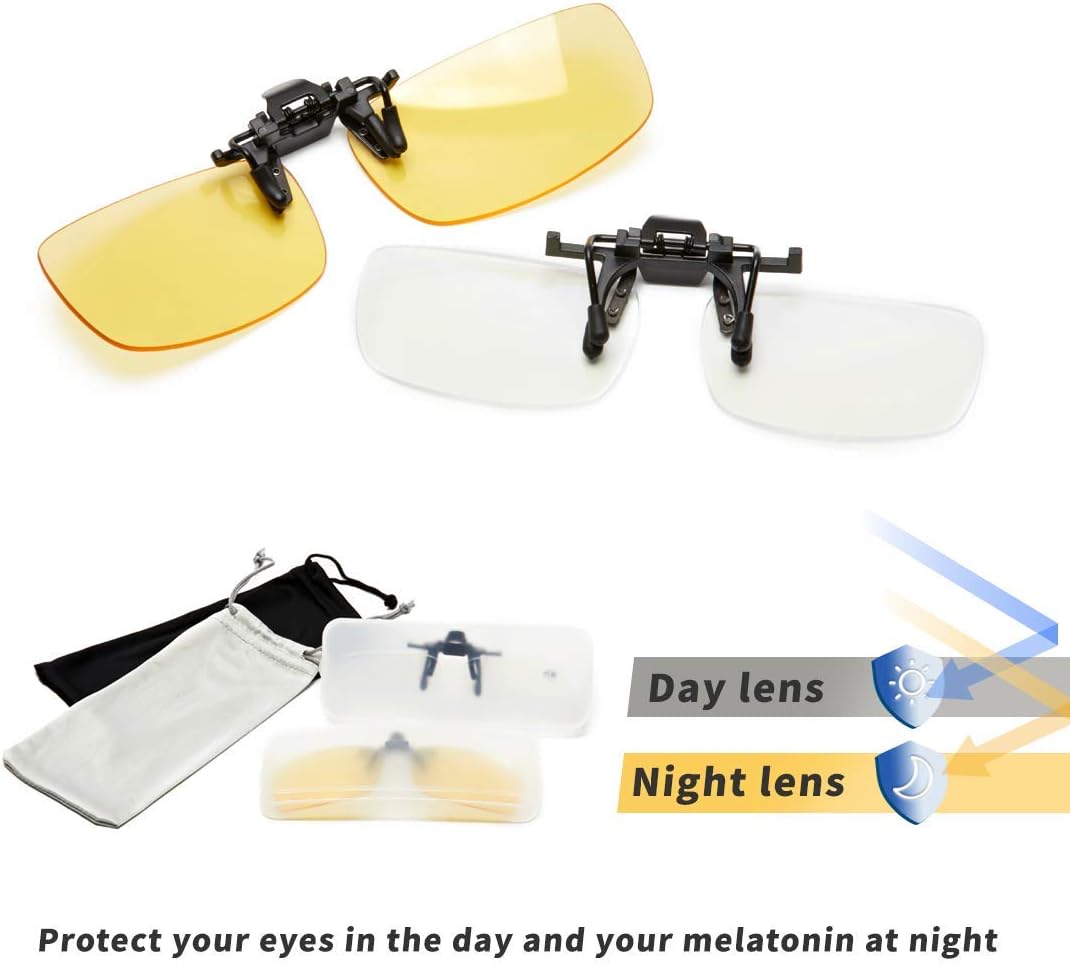 Clip on Blue Light Blocking Glasses for Day & Night Use - Anti Glare, Thin & Lightweight, Compatible with Regular Frames - Image 2