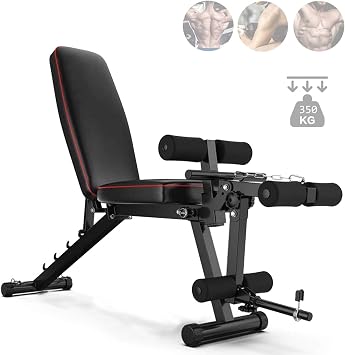 GJXJY Workout Bench Adjustable Compact, Foldable Weight Bench with Leg Extension and Leg Curl and Barbell Rack, Easy Storage, Max Weight 660lb
