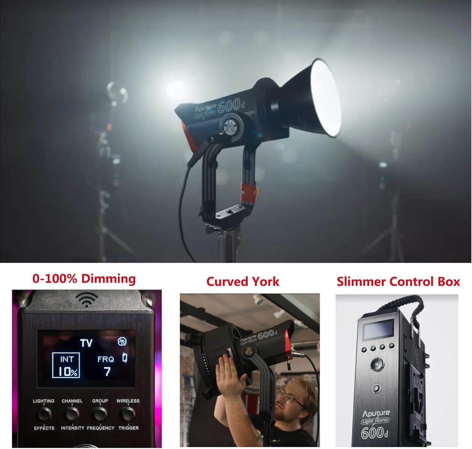 Aputure LS 600D control box with various settings