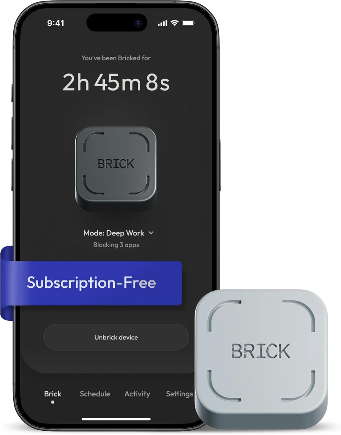 The Brick Phone Access Blocker Device - Subscription-Free Phone Lock, Limits Smartphone Access, Reduces Screen Time & Improves Focus - High-Grade Magnet & Anti-Slip Silicone