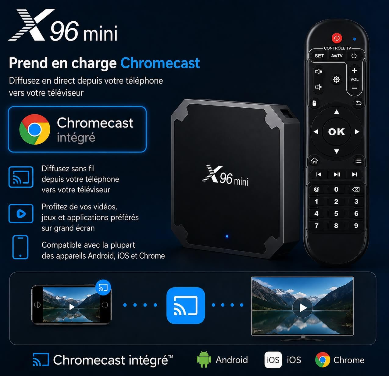 2026 Caja IPTV, TV Box Reproductor Multimedia de Transmisión Android 11.0/Caja TV 4K con Amlogic S905W2 Quad-Core chipset, 64 bits 2GB/16GB,WiFi,4K HD,H.265, Smarters Pro, X96Q