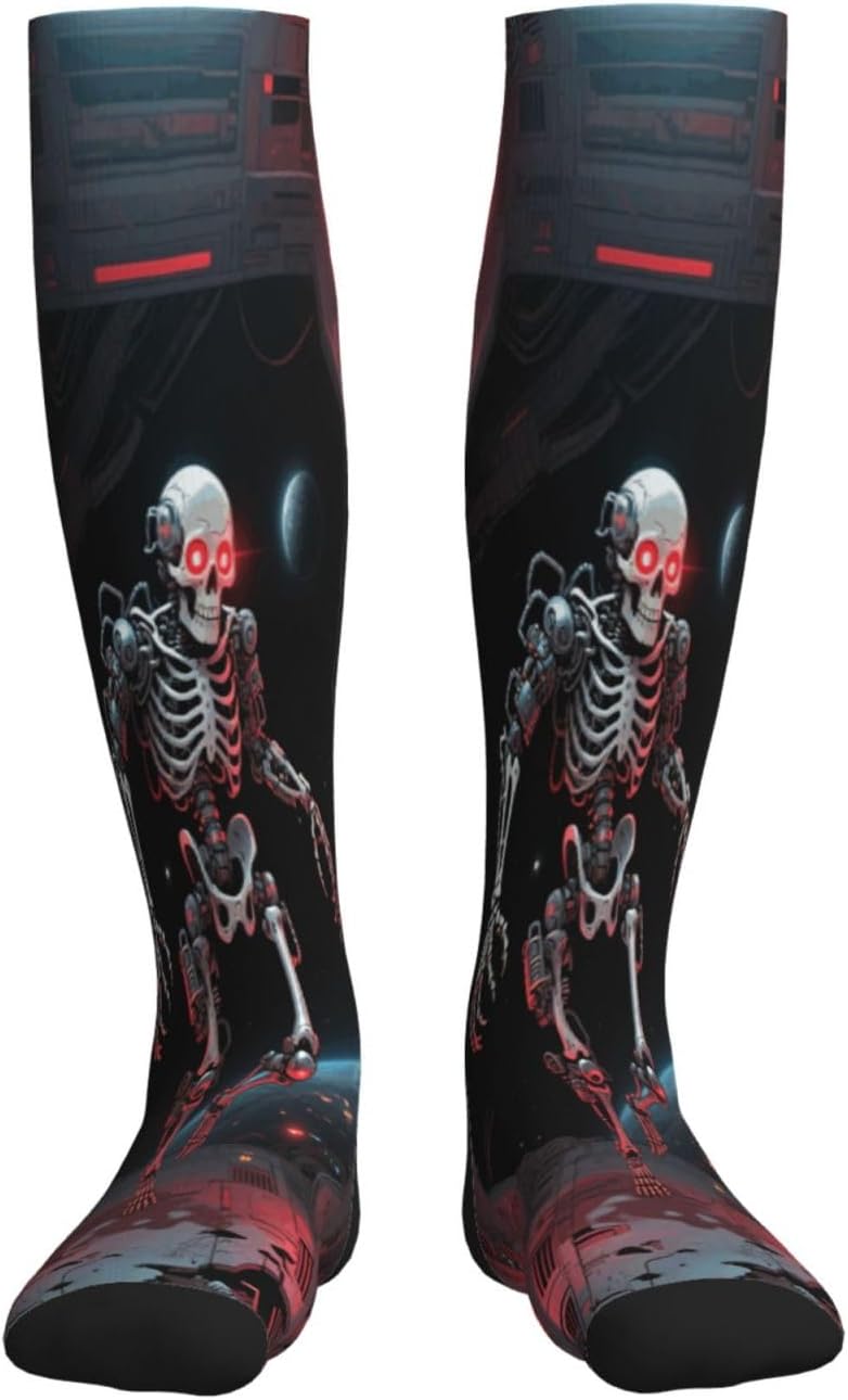 Skull Compression Socks For Women Men 15-20mmhg Graduated Support Circulation Knee High Socks For Nurses Athletic