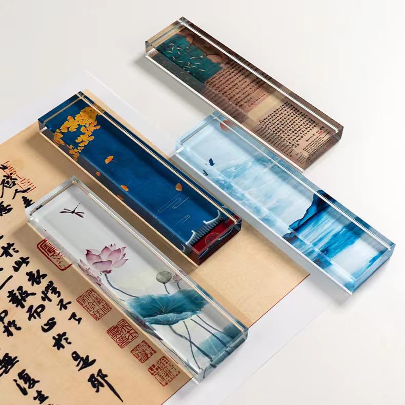 Amazon | 文鎮 クリスタルガラス文鎮 「ハスの花トンボ図」 透明 書道