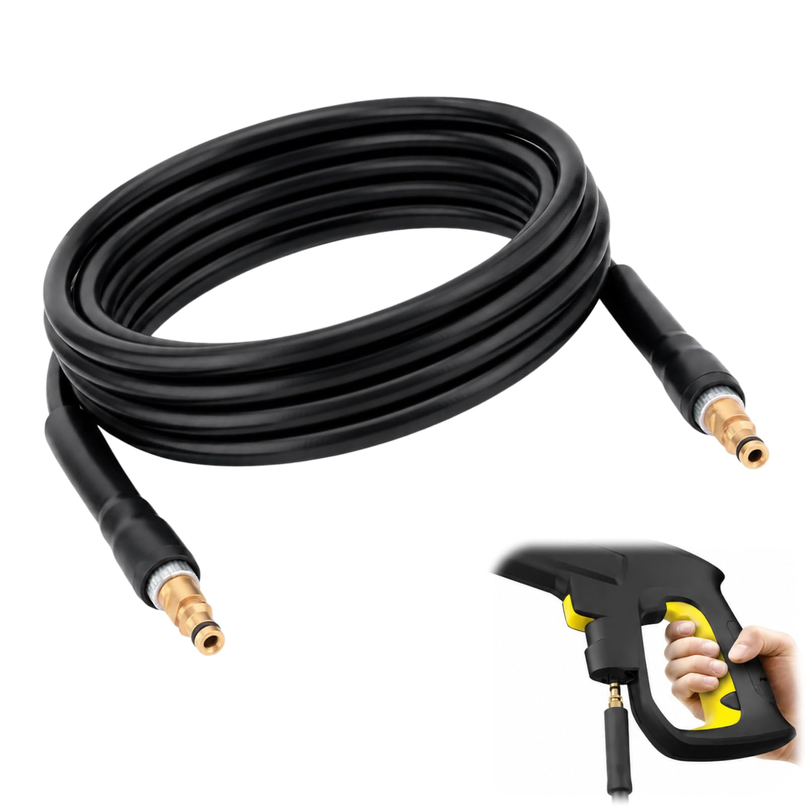 Yerozhui Pressure Washer Hose, High Pressure Cleaner Hose Replacement for Karcher K2, K3, K4, K5, K6, K7, 6m Length, 2900 PSI, Quick Connect, Click Type Plug
